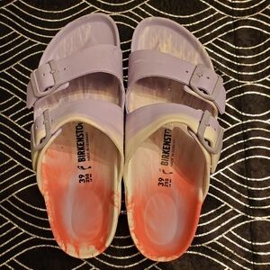 Birkenstock Arizona Eva Lavender and Coral Sandals
